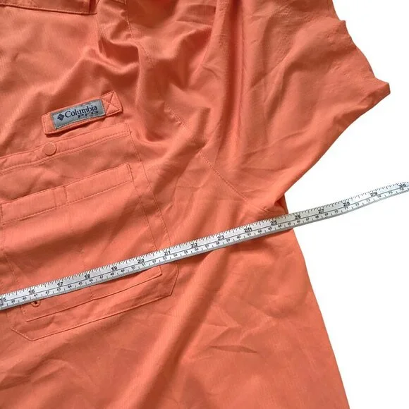 Columbia Sportswear PFG Button Performance Fishing Gear Shirt Orange Mens XL - Picture 10 of 12